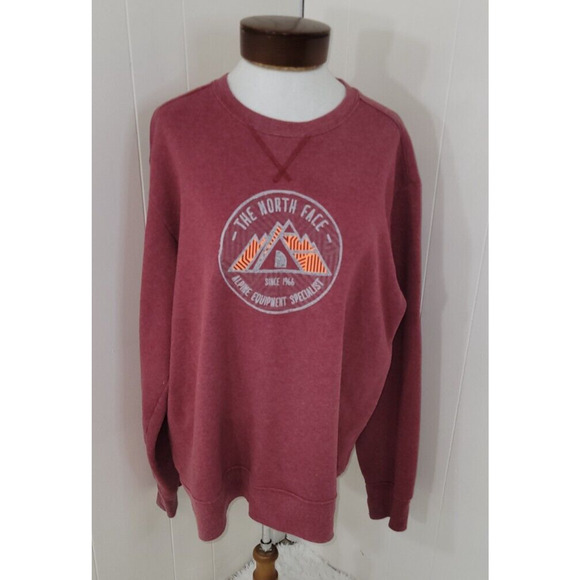 The North Face Mens Large Off Red Graphic Crew Neck Long Sleeve Sweatshirt - Picture 1 of 8